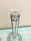 Vintage Designed Wire Art Bud Vase With Glass Insert 6    Tall Victorian Cottage 