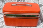 Vintage Samsonite Silhouette Orange Train Case Makeup Travel Hard Shell Luggage