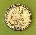 1887 Seated Liberty Dime Love Token - Vintage Engraved Coin