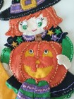 Handmade Bucilla Felt Sequin Halloween Witching Moon Wall Hanging