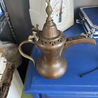 Antique Brass Dallah Coffee Pot  Arabic Turkish Islamic Middle Eastern 9 5  Tall