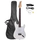 Glarry White 6 Strings Electric Guitar Right Handed With Gig Bag Strap Cord