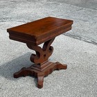 1840s Antique Empire Hall Table Game Card Flame Mahogany Banded Top