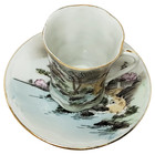 Antique Nippon Hand Painted Landscape Cup And Saucer Set