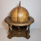 Vintage Old World Italian Mini Globe Zodiac Signs Terrestrial Wooden Rotating