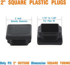 2 Inch Square Plastic Plug  End Caps For Tubing Pipe Od 2  X 2   not Id   Steel
