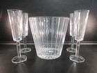 Crystal Champagne Ice Bucket Flutes Contour By Block 24  Full Lead Crystal Nwot