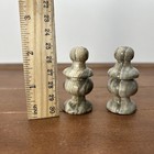 Set Of 2  Vintage White Grey Brown Marble Chess Bishop Pieces