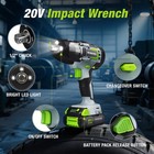 Workpro 20v Cordless Electric Impact Wrench 1 2  320 Ft Pound Max Torque Battery