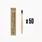 Charcoal Bamboo Toothbrush 50 Pack - Adult Organic Wooden Natural Biodegradable