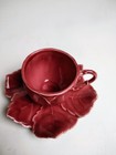 Vintage Senegal Fine China Cabbage Leaf Demitasse Espresso Cup Saucer Set Red