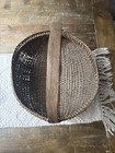 Antique Large Buttocks Gathering Basket Wooden Handle 10x11 Egg Basket Primitive
