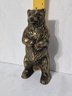 Vintage Brass Standing Grizzly Bear Piggy Bank 6  Tall Collectible