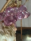 Vintage Purple Lucite Grape Cluster Stems Gold Leaves 3 Pc Mid Century Decor