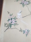 Vintage Chinese Water Color Art Work On Silk  Bird And Flowers   Framed
