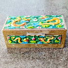 Vtg Antique Chinese Cloisonne Enamel Brass Dragon Floral Stamp Trinket Pill Box