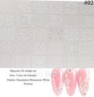10 Sheets Rhinestone White Daisy Flower Nail Art Sticker Decoration Manicure  2