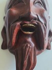 Asian Wood Mask Hand Carved Smiling Elder-vintage Collectible