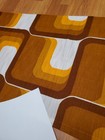 Awesome Rare Vintage Mid Century Retro 70s 60s Apricot Brn Wavy Long Rect Fabric