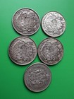 5 Different 80  Silver Canadian 50 Cents  1940 41 42 51 62 Each Has  300 Oz Asw
