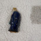 Chinese Mudman Figurine 3 Inches Tall Asian Statue Blue Teal Robe Feather Fan