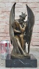 Lucifer Satan Devil Seated Bronze Statue Sculpture Figure Gothic Occult Decor