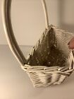 Vintage Whitewashed Woven Wicker Wall Basket 8    Wide 10    High french Country
