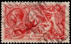Great Britain King George V 5 Shilling Seahorse Red Used Classic Stamp Vf