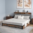 King Bed Frame Linen Upholstered Platform Headboard Platform W  Storage Drawer