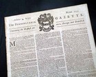 Rare   Very Famous Benjamin Franklin Pennsylvania Gazette Oct  4  1753 Newspaper