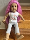 American Girl 18    Doll With Custom Bright Pink Hair Wig Blue Eyes