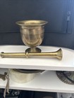 Vintage Large Heavy Solid Brass Pharmacy   Apothecary Mortar   Pestle