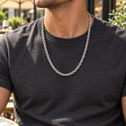 8mm Wheat Chain Necklace Men 24  Stainless Steel Braided Link Rust-resistant