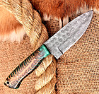 Custom Hand Made Forged Damascus Steel Hunting Knife Pinecones Resin Handle 2944