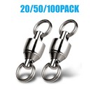 100pc lot Ball Bearing Swivels Split Rings Sea Fishing 0 1 2 3 4 5 6 7 8 10 
