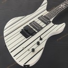 Solid Body Electric Guitar Stainless Rounded Fret Edge Black Stripes White Stock