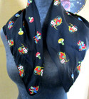 Vtg German Folk Art Design Made In Italy Womens Scarf Couples Mushrooms 23x23 