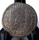 1765 Mexico 1 Real  1r  Pillar Dollar  Globe  Silver Real Km  77