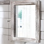 Aazzkang Large Wall Mirrors 26 x18  Rustic Wood Mirror Rectangle Decorative F   