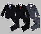 Formal Kids Toddler Boys Pinstripe Suit 5 Pc Set With Vest And Tie Size 2t-14
