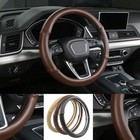 Luxury Brown Leather Steering Wheel Cover With Ventilation Holes