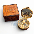 Antique Brass Brunton Compass 4  With Leather Case   Makers To The Queen
