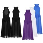 Girls Lyrical Dress Mock Neck Leotard With Long Mesh Maxi Skirt Dance Costume