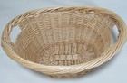 Vintage Large Woven Wicker Cane Laundry Basket Oval With Handles 23   l X 17 5    W