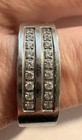 Men s Stainless Steel Wedding Band Size 13 Double Channel Set Cz Fashion Ring