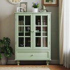 Kitchen Sideboard Wooden Buffet Display Cabinet With Glass Doors Storage Drawers