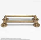 Vintage 15  Brass Industrial Pipe Door Pull Handles  set Of 2    Retro Charm