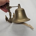 Brass Ship   s Bell Anchor Mount Rope Pull