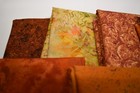 7 Piece Cotton Fabric Lot Orange Rust Fall Autumn Leaves Stripe 1 5 Yards Total