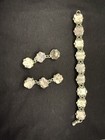 Taxco 925 Sterling Silver Rose Link Bracelet 7-1 2    And Matching Earrings